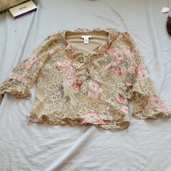 Worthington Tops - Worthington leopard print flowered blouse size med